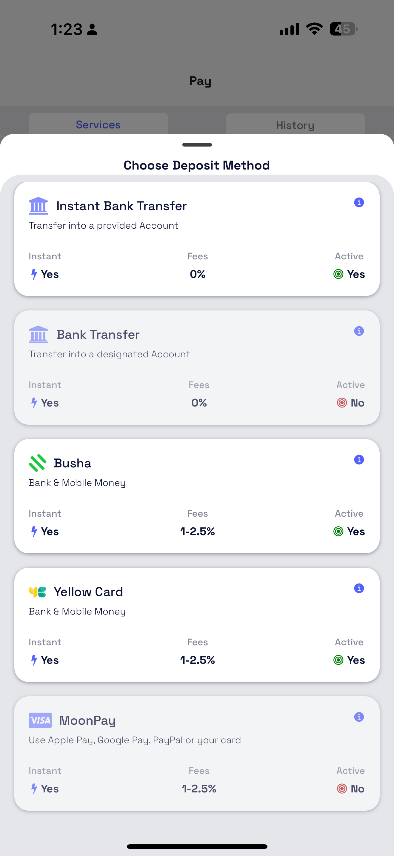 Deposit and withdraw